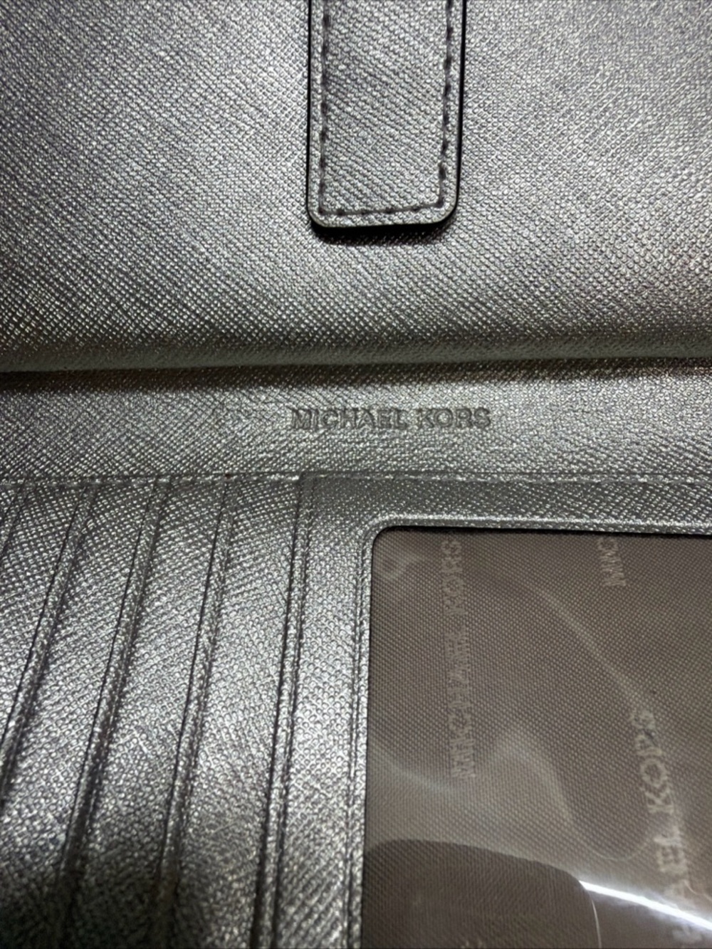 Michael Kors Metallic silver patent leather Croc-Embossed Zip Wallet clutch - Picture 14 of 16